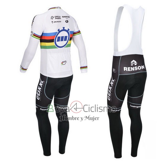 Uci Mondo Campione Lider Quick Stepropa Ciclismo Culotte Largo 2013 Hombre Mangas Largas 